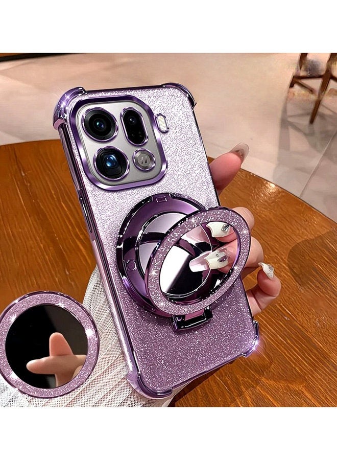 Magnetic Glitter for Oppo Find X9 Pro Case，Camera Lens Protector，Sparkly Stand，Makeup Mirror，Support Wireless Charging， Luxury Gradient Shockproof Oppo Find X9 Pro 5G Cover - Image 4